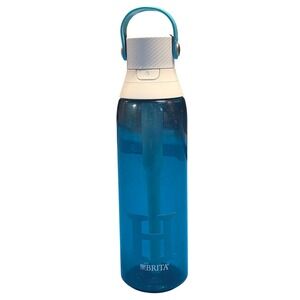 Brita Water Bottle Blue Straw Filter Lid Carry Handle 'H' Handmade Vinyl Initial